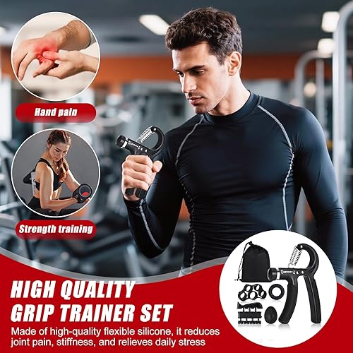 Miniatura 9 de Hand Grip Strengthener,Grip Strength Trainer,22-132 Lbs Adjustable Resistance Forearm Exerciser Workout for Rehabilitation Athletes Climbers
