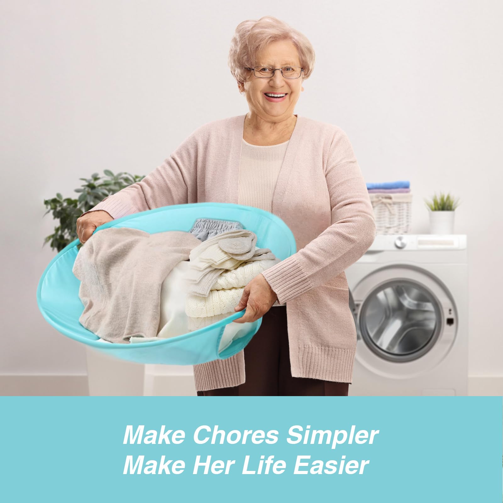 HEON Pop-Up Wäschekorb – Faltbar, 68,6 Cm, Für Waschmaschine & Trockner (blau)