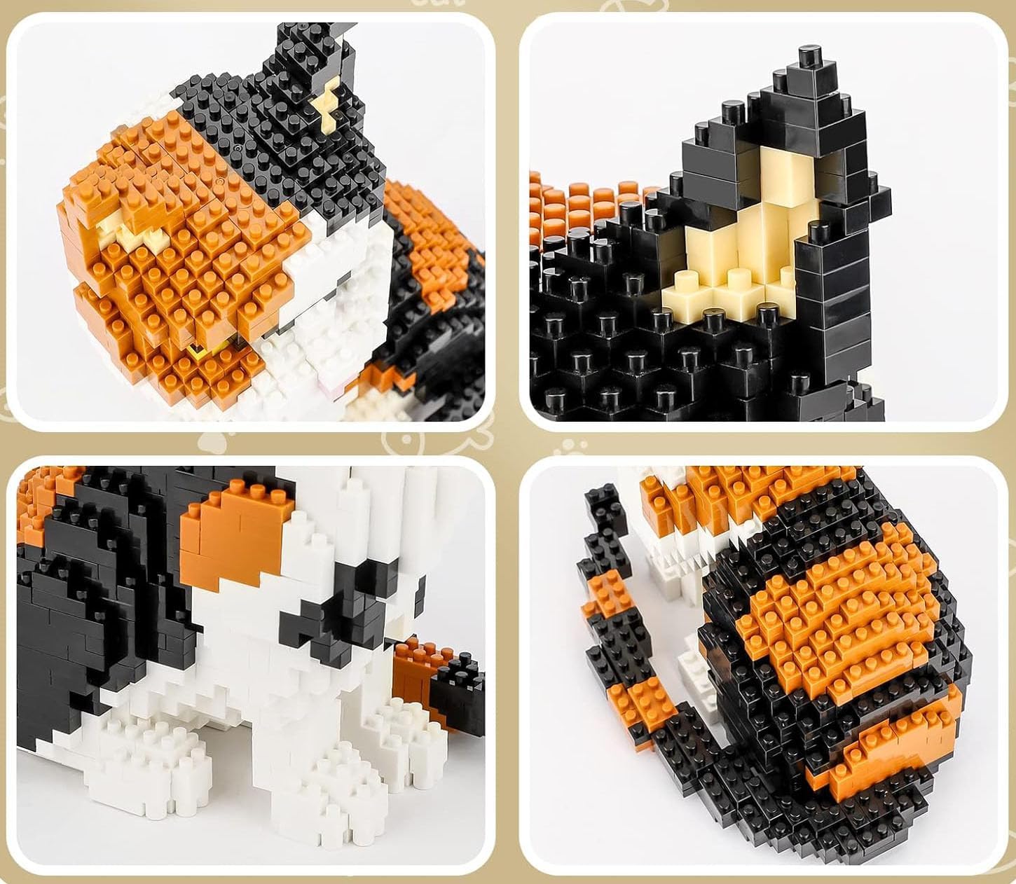 Calico Cat 3D Puzzle 1300 PCS Building Blocks Set,Animals Gifts Compatible with Mini Legos for Adults 14+Boys Girls Teens(Challenging)