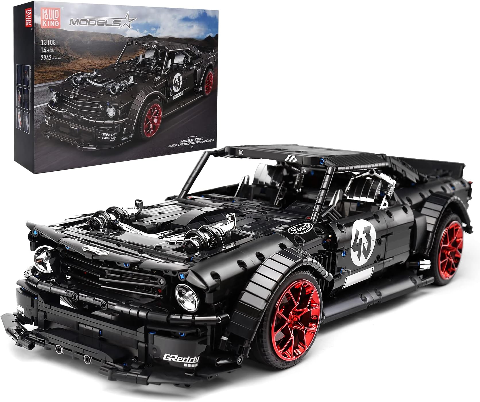 Mould King 13108N Mustang Car Building Kits, MOC Building Blocks Set to Build, Gift Toy for Adult Collections Enthusiasts(2943 Pieces, Static Versionl)