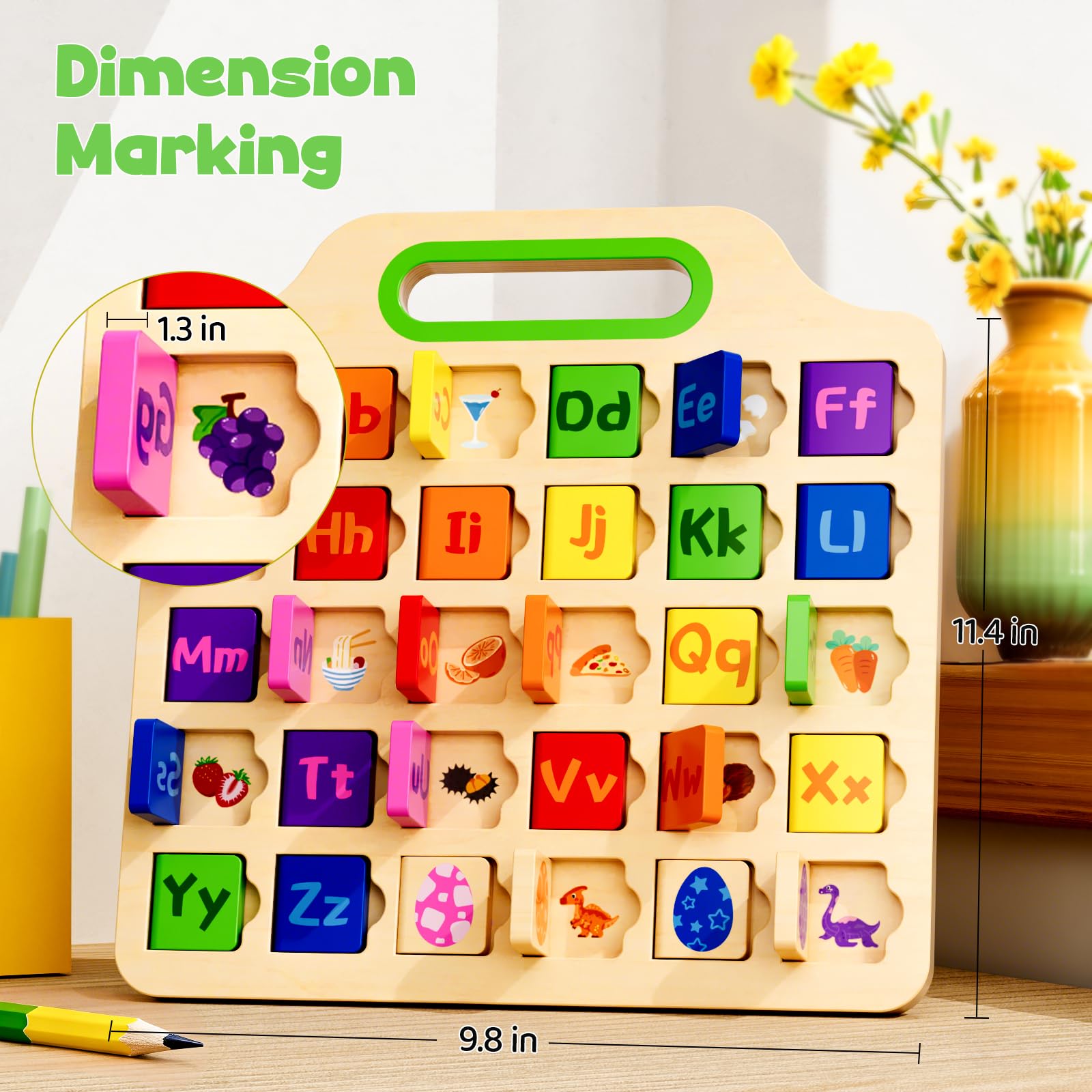 Wooden Clamshell Board Game for Toddlers 18+ Months, Travel Toy for Boys Girls,Montessori Preschool Educational Learning Alphabet Activities?Sensory Toys for Kids 2 3 4 5 Year Old