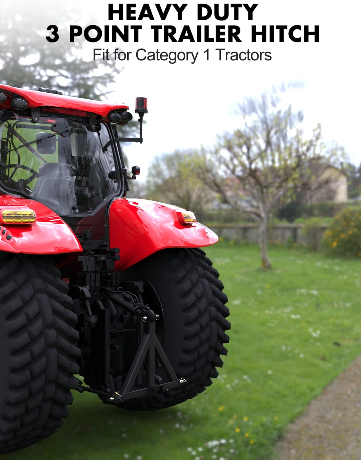 3 Point 2" Trailer Hitch Receiver Heavy-Duty for Category 1 Tractors Compatible with Kubota, BX, LM25H, WLM Tractor, NorTrac, Yanmar, Kioti, Cat