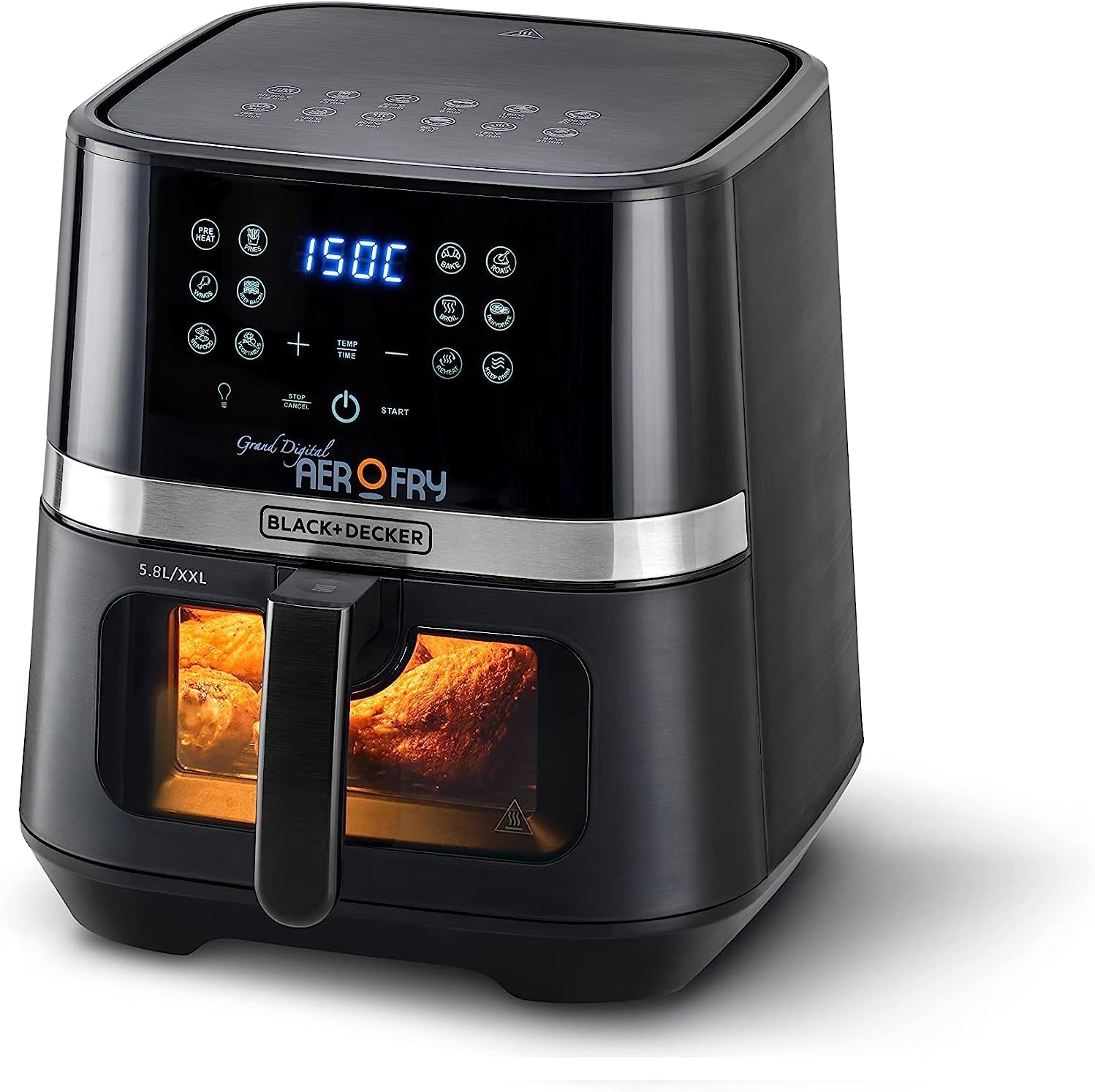 Black & Decker Digital 12-in-1 Multifunction Air Fryer 1800W 8.5L/2Kg Capacity With Rapid Hot Air Circulation For Frying, Grilling, Broiling, Roasting, and Baking AF5800-B5 2 Year Warranty