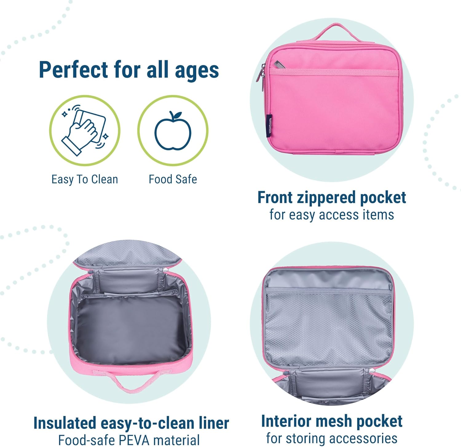 Wildkin Kids Insulated Lunch Box – Durable and Reusable for School & Travel - Flamingo Pink - Image 4