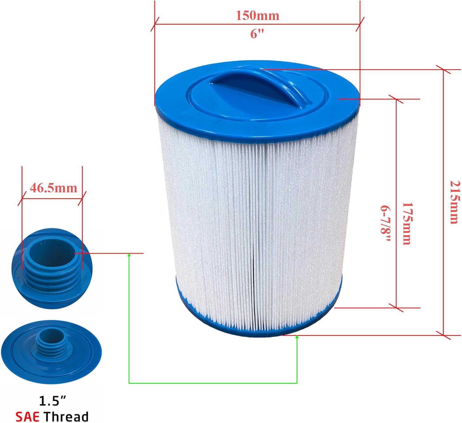 Malaka Spa Filter Compatible with AKU0135 AKU1609 PWL35P3 PWL35P3-M 1-1/2'' SAE Thread/Coarse Thread φ6x7 '' Hot tub Filter Cartridge (NOT MPT/Fine Thread), 35 sq.ft, 2-Pack (White)