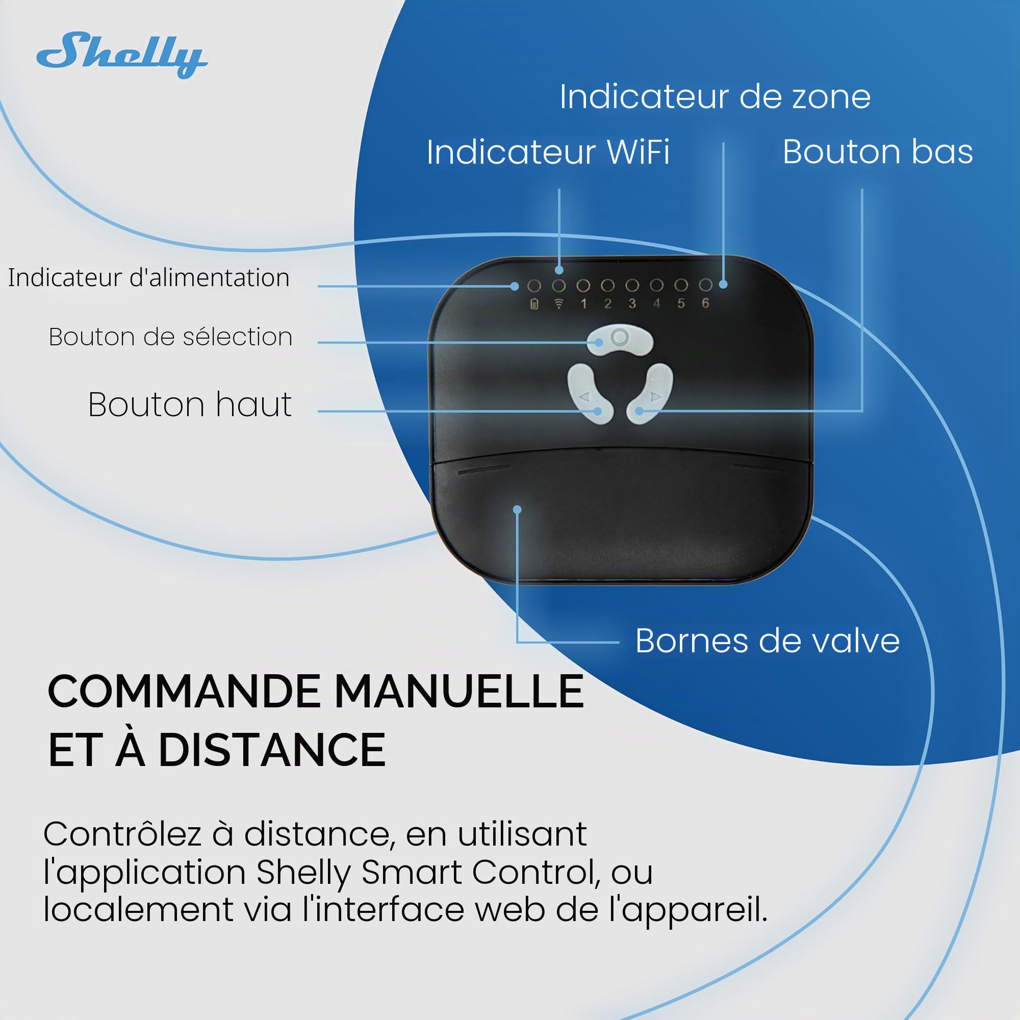 Shelly Europe FRANKEVER Sprinkler Controller FK-06X – Contrôleur d'irrigation de Jardin connecté Wi-FI, 6 Zones, Durée et débit d'arrosage réglables, Sorties 24 VAC, Shelly Smart Control app