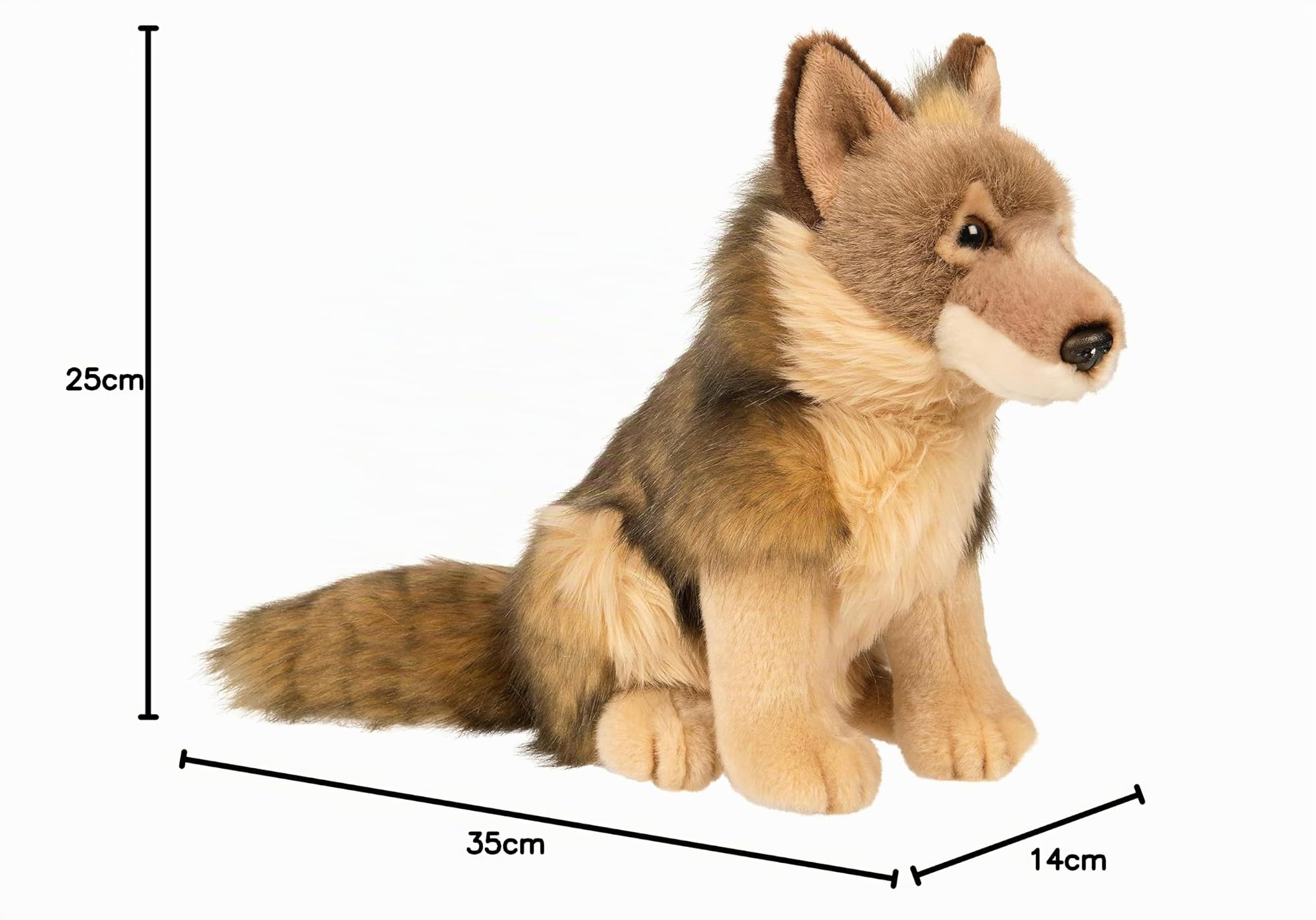 Uni-Toys - Loup couché - 100 cm (longueur) - Loup en peluche, Lupus