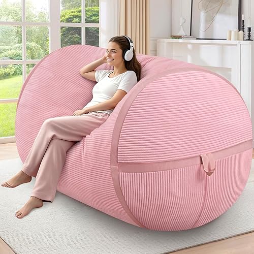 Miniatura 320 de HABUTWAY Puf gigante de 2 pies para adultos, con relleno de espuma viscoelástica, puf grande con funda de terciopelo holandés extraíble para sala de