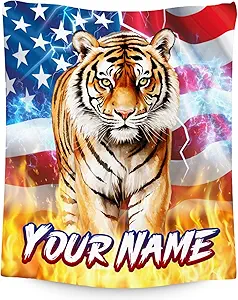 Personalized Blanket for Kids - Custom Tiger Gifts for Boys Adult - Cozy Lightweight Throw for Sofa & Bedroom Decor - 4 Sizes