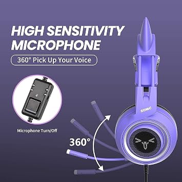 SOMIC 2 Pack Cat Headphones, Gaming Headset with Mic Noise Cancelling, 3.5mm Stereo Sound Headphones for PS4, PS5, Xbox One, PC, Mobile Phone