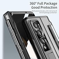 Vista 5 de Funda transparente para Samsung Galaxy Z Fold 4 con soporte para bolígrafo S y bolígrafo, diseño de una pieza con protector de bisagra, protector