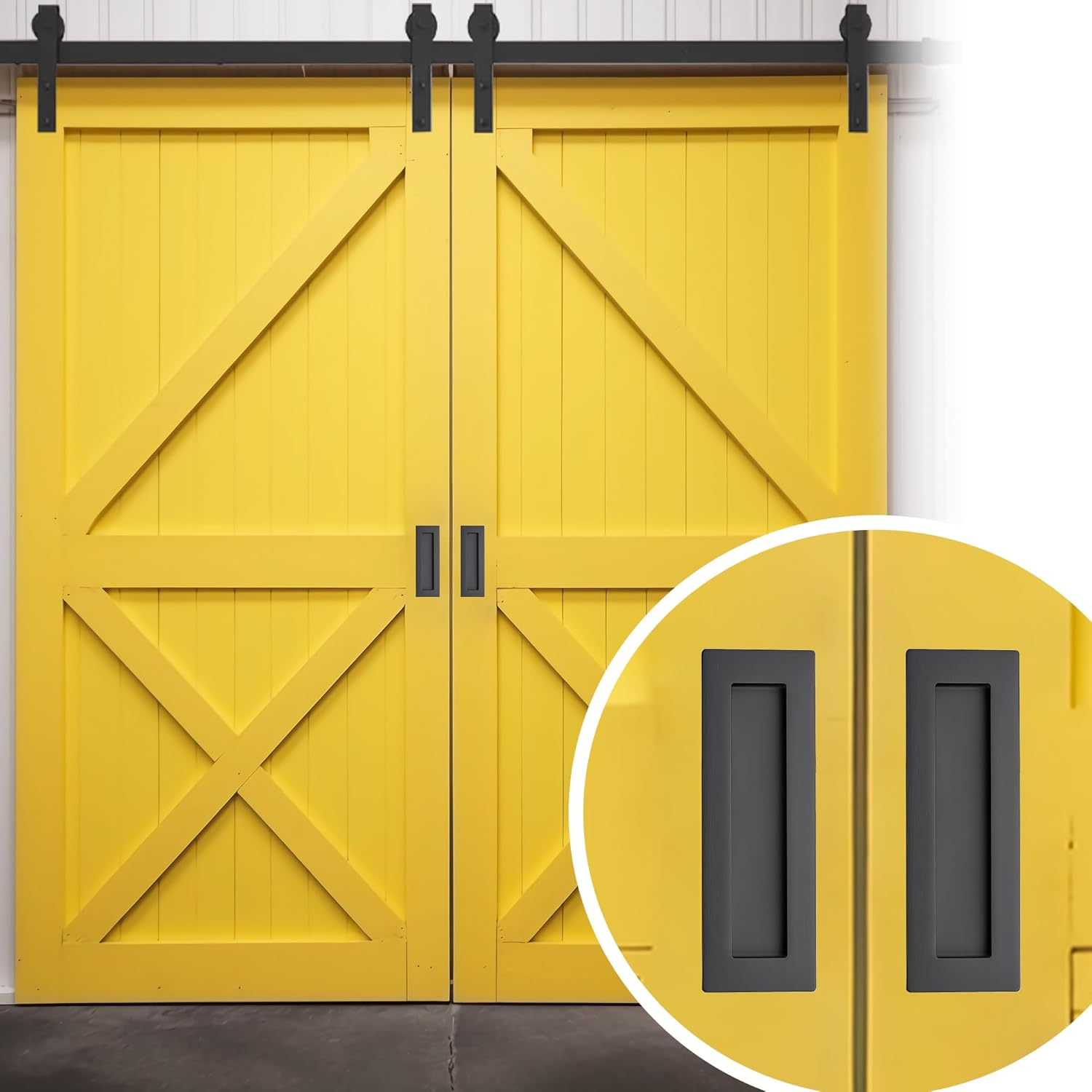 JOY DECOR 2 Pack Pocket Door Handles, 5.9" Rectangular Recessed Pulls for Sliding Closet and Barn Doors, Black Flush Finger Pulls