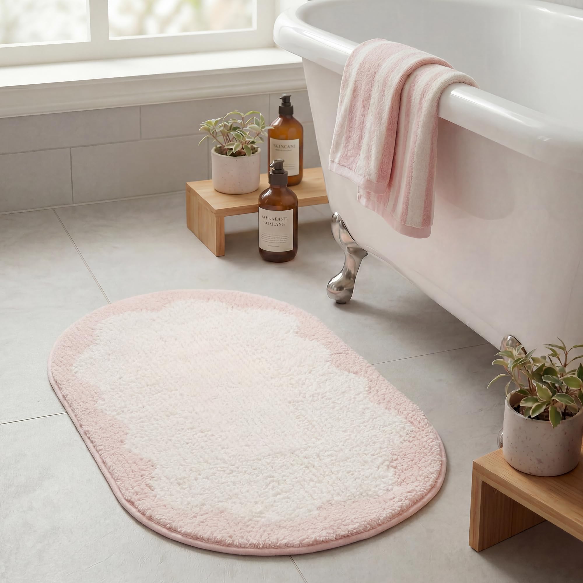 GRANNY SAYS Pink Oval Bathroom Rug