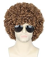 Vista 25 de Topcosplay Pelucas para hombre, peluca afro de discoteca hippies de los años 70 y 80, pelucas cortas y rizadas para hombre, pelucas rubias mezcladas