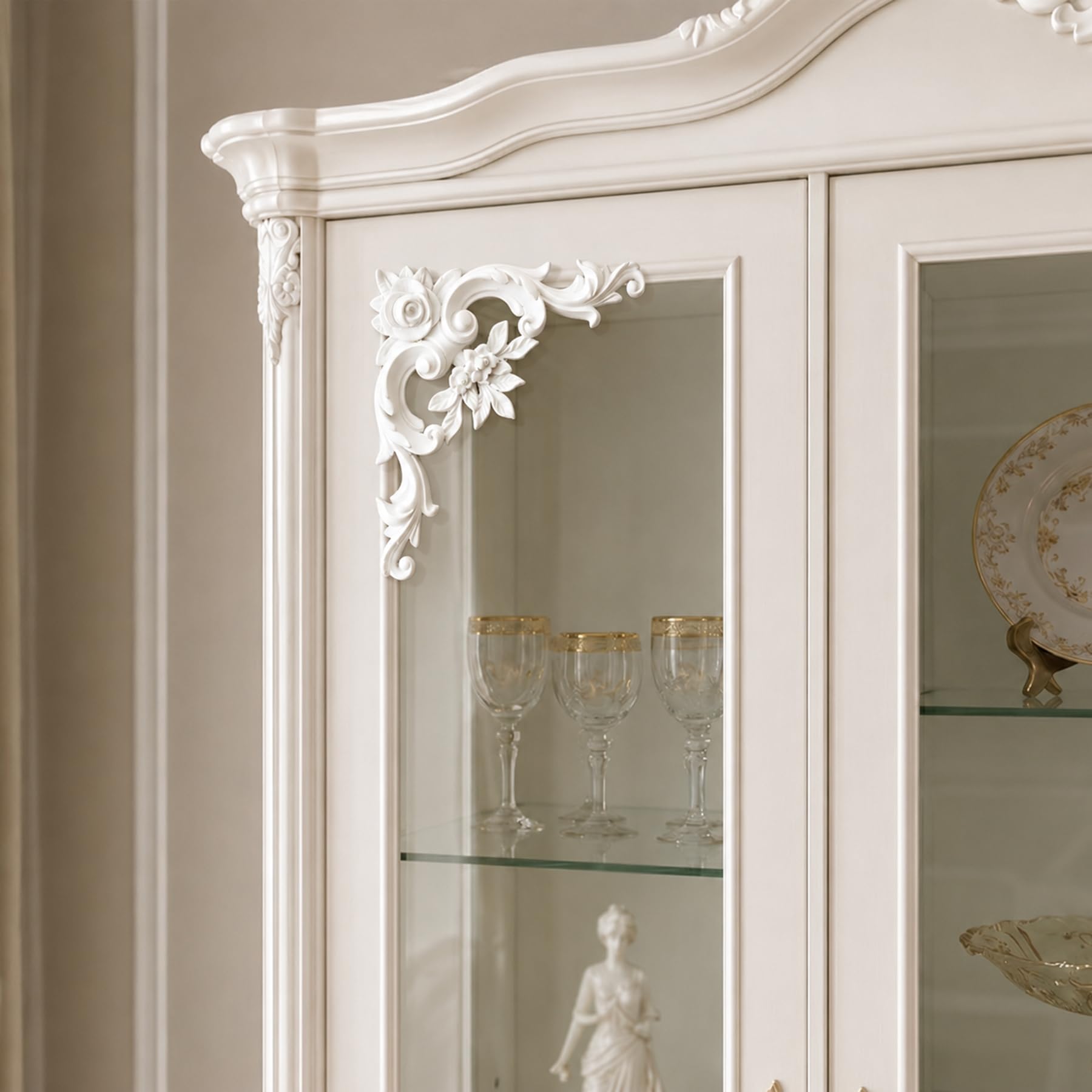 4 PCS Angolari Decorativi per Pareti E Soffitti in PU Modanature Angolari 3D con Decorazioni Floreali Profili Decorativi Verniciabili per Cornici E Angoli Elegante Finitura