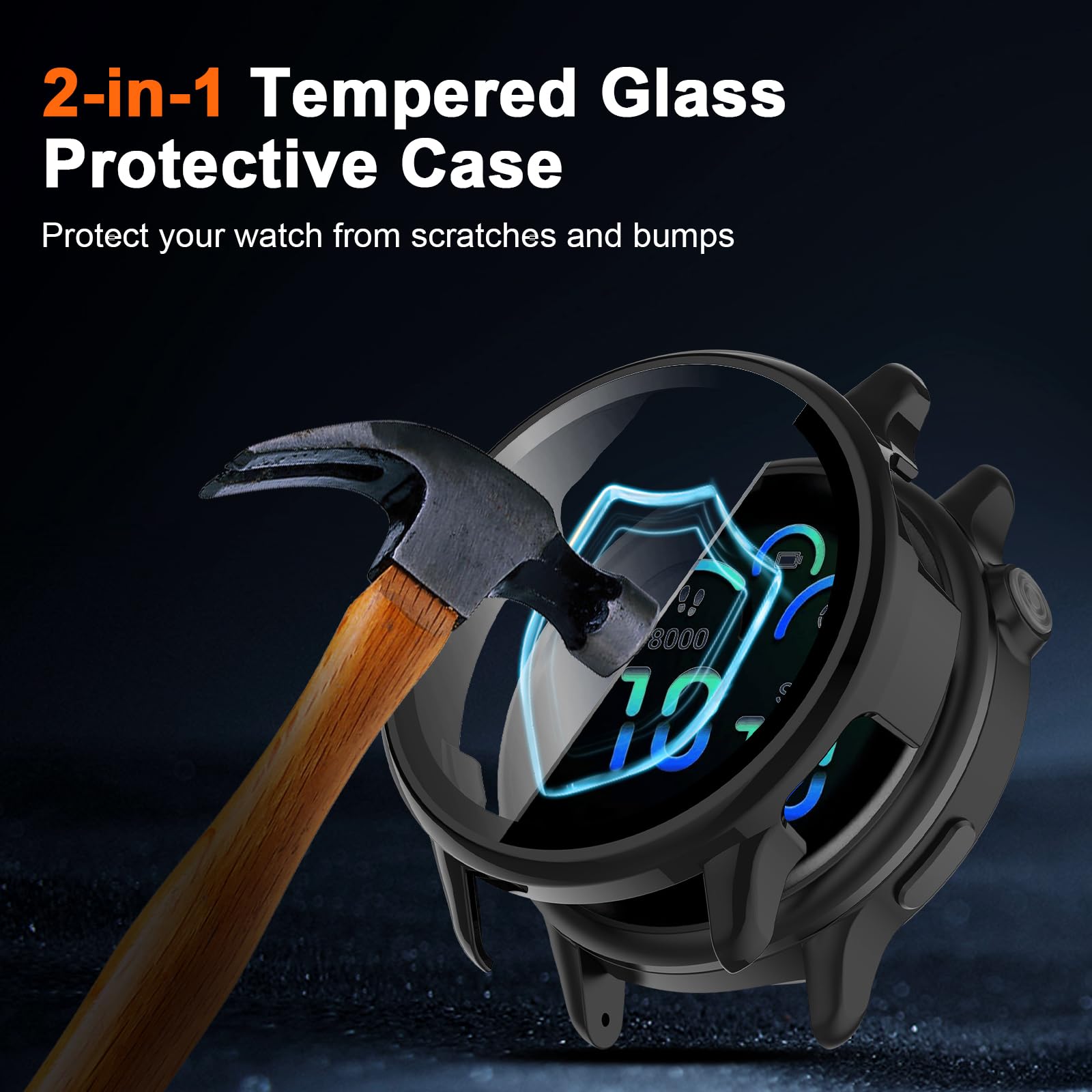 Coque De Protection Pour Garmin Vivoactive 5 - Anti-Rayure Et Chocs - Transparent + Noir