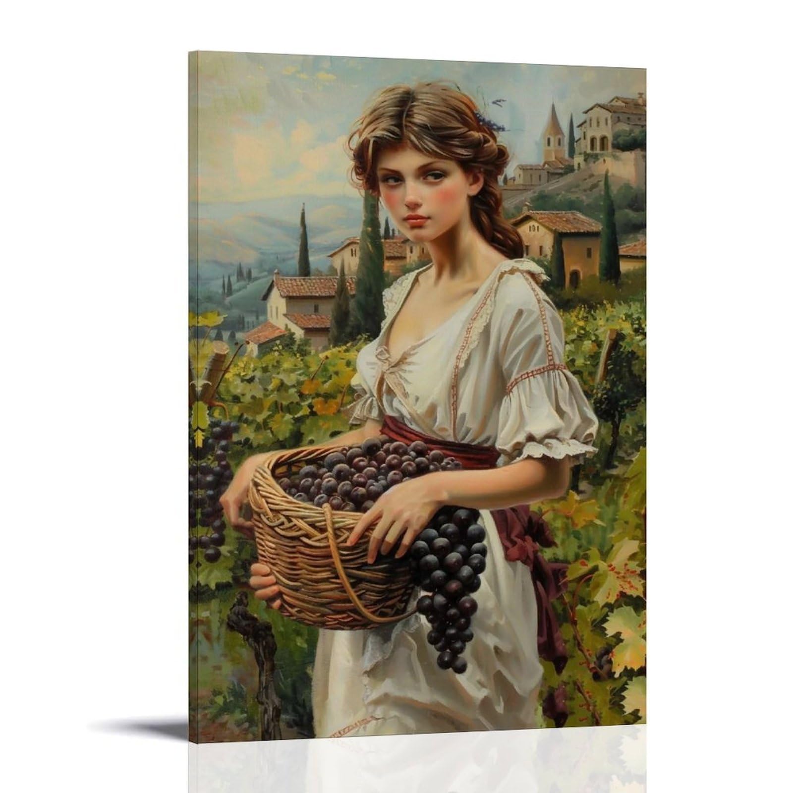 Hueryryhy Frame-Style 20X30inch Nostalgic Tuscan Vineyard 04 Poster Wall Art Canvas Vintage Aesthetic Painting Decor For Rooms 20X30inch Frame-Style