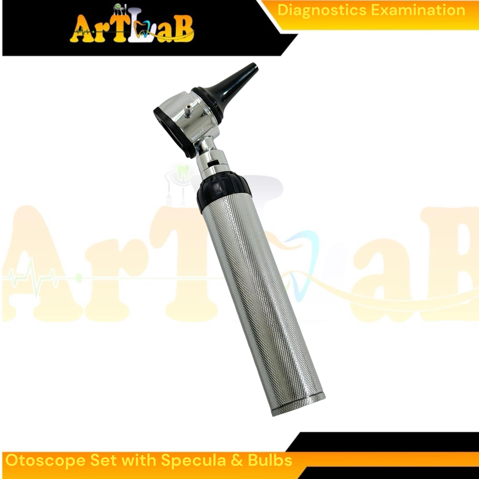 ENT Otoscope Set with 13 Piece Disposable Specula & 2 Extra LED Bulbs & Storage Hard Case - Standard-Size Otoscope | Diagnostics Examination ENT Kit