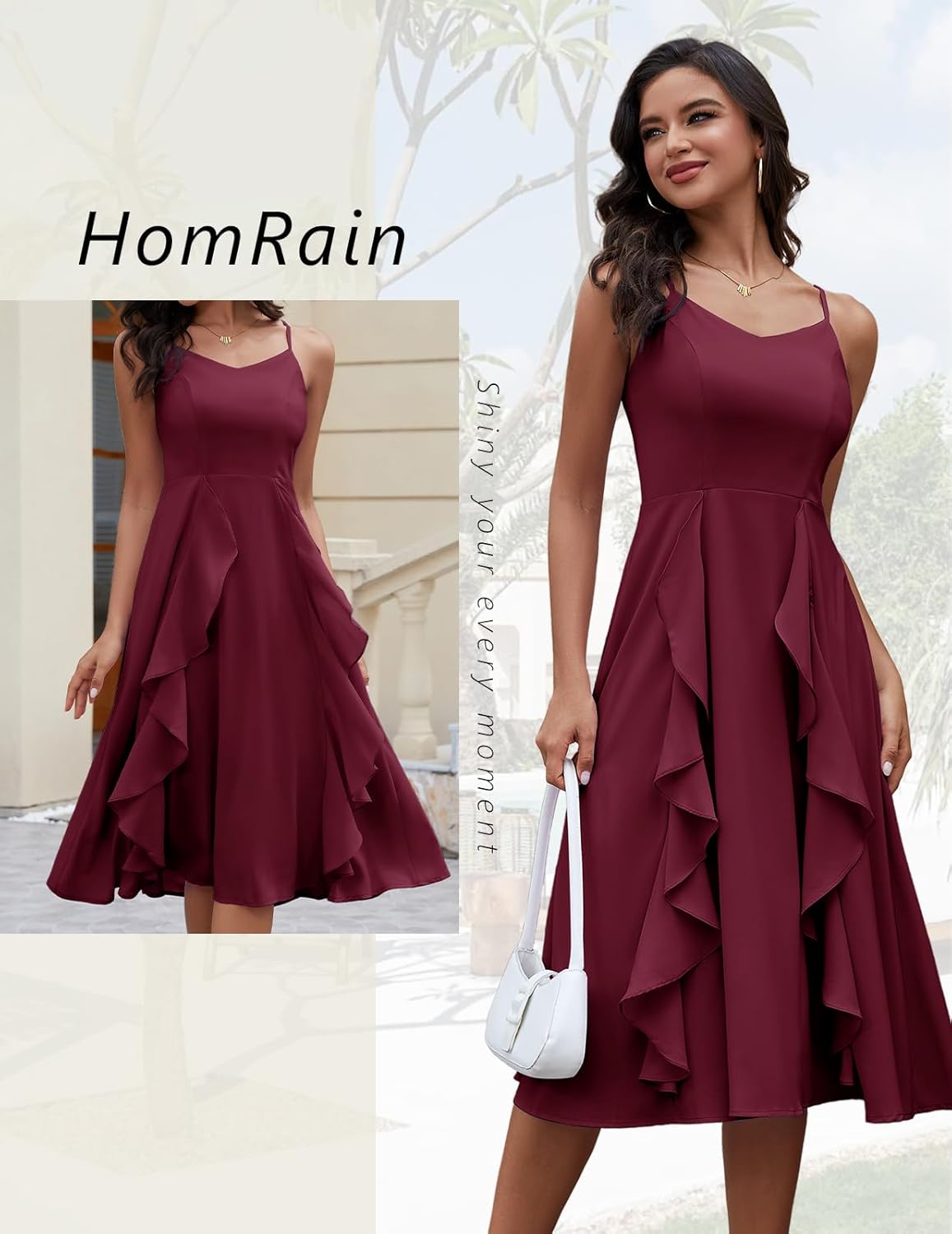 HomRain Women's Cocktail Tea Party Beach Dresses Formal Graduation Wedding Guest Chiffon Summer Evening Elegant Dress 2025 - Image 5