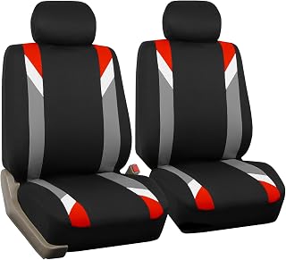 FH Group Front Set Cloth Car Seat Covers for Low Back Car Seats with Removable Headrest, Universal Fit, Airbag Compatible, Seat Cover for SUV, Sedan, Van, Red