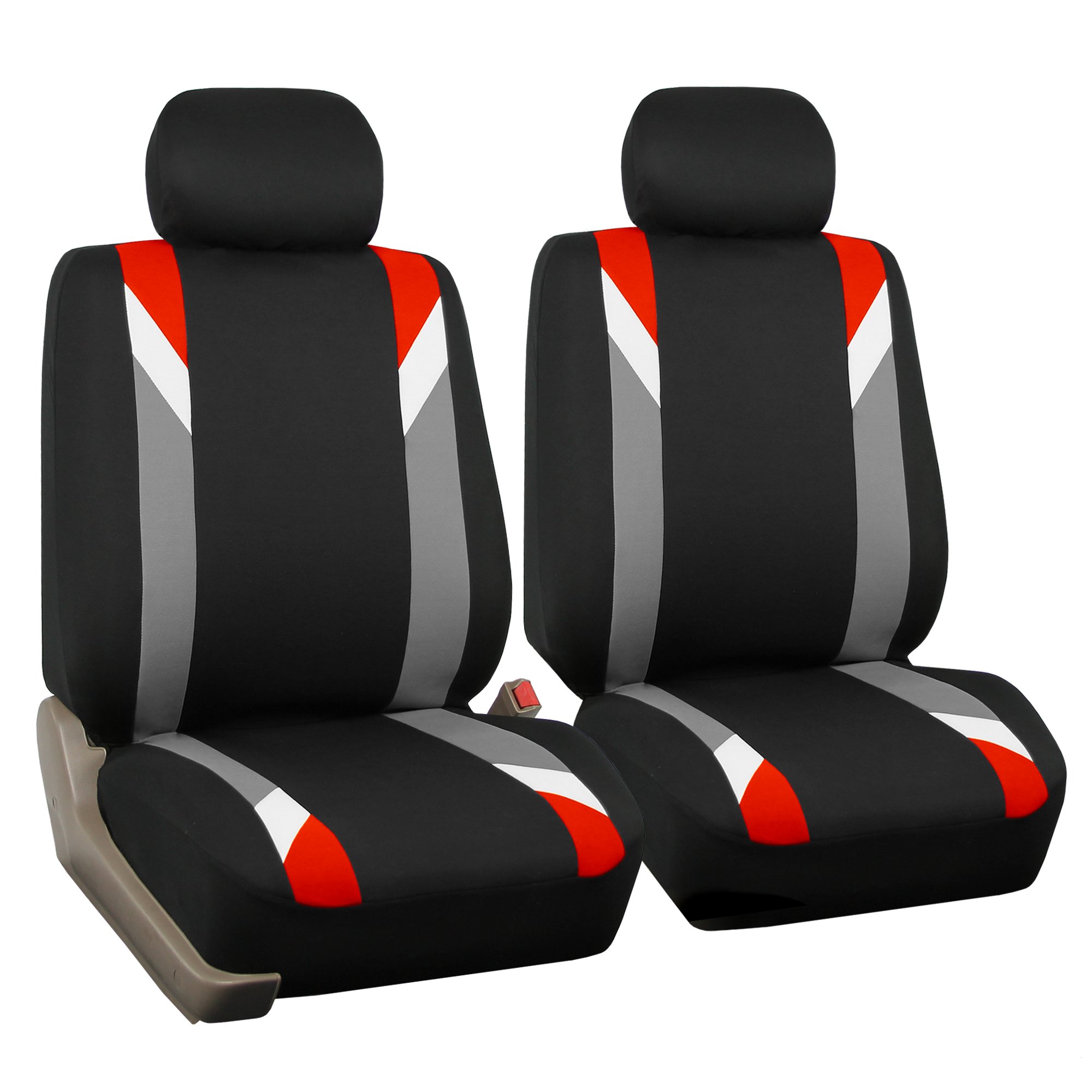 FH GROUP Front Set Cloth Car Seat Covers for Low Back Car Seats with Removable Headrest, Universal Fit, Airbag Compatible, Seat Cover for SUV, Sedan, Van, Red