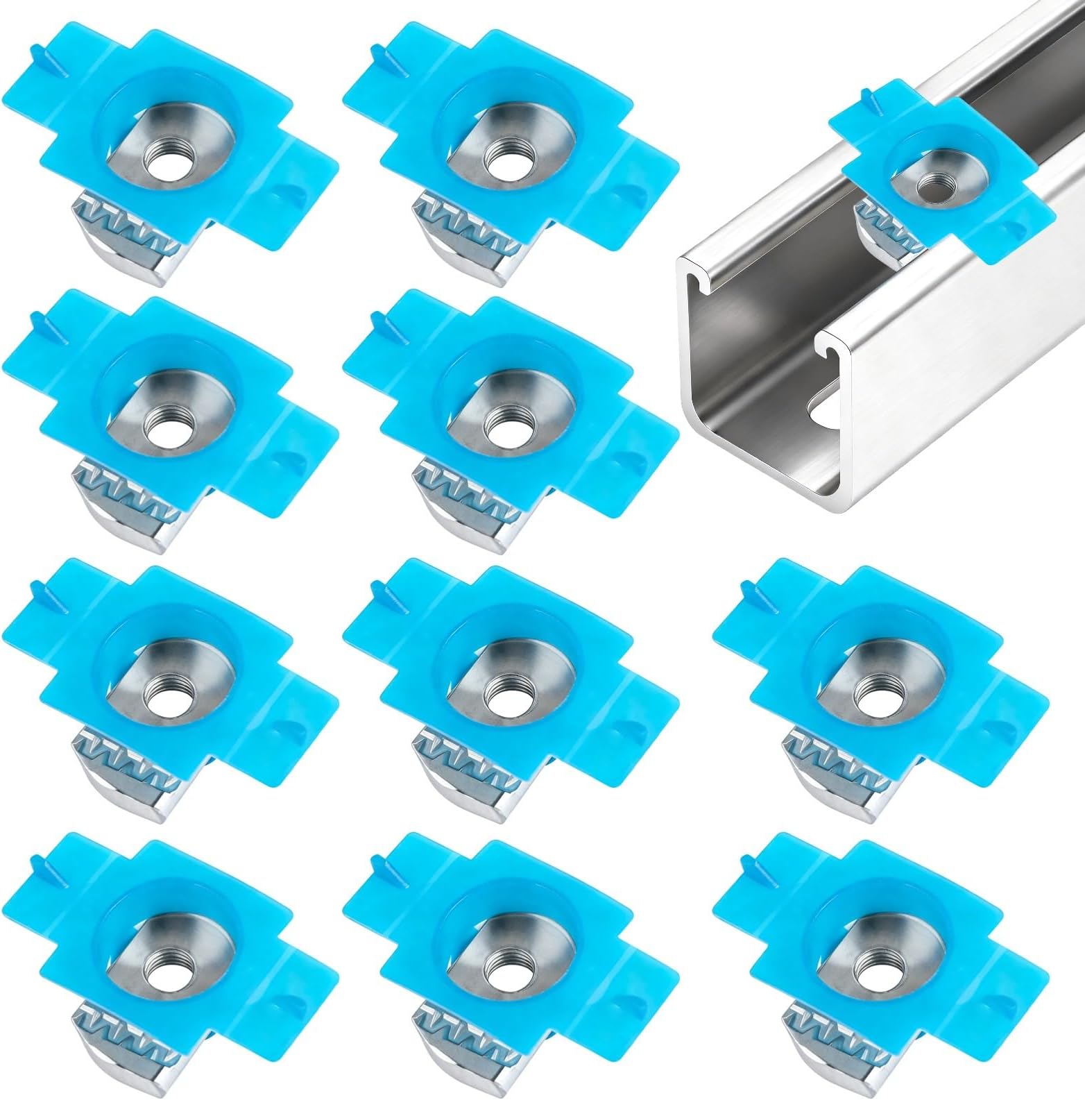 100 Pcs 3/8-16 Strut Rail Nut, Galvanized Steel Sliding Rhinestone Art Fastener, Quick Install and Easy Positioning for Strut Channels, for Mounting Solar Panels