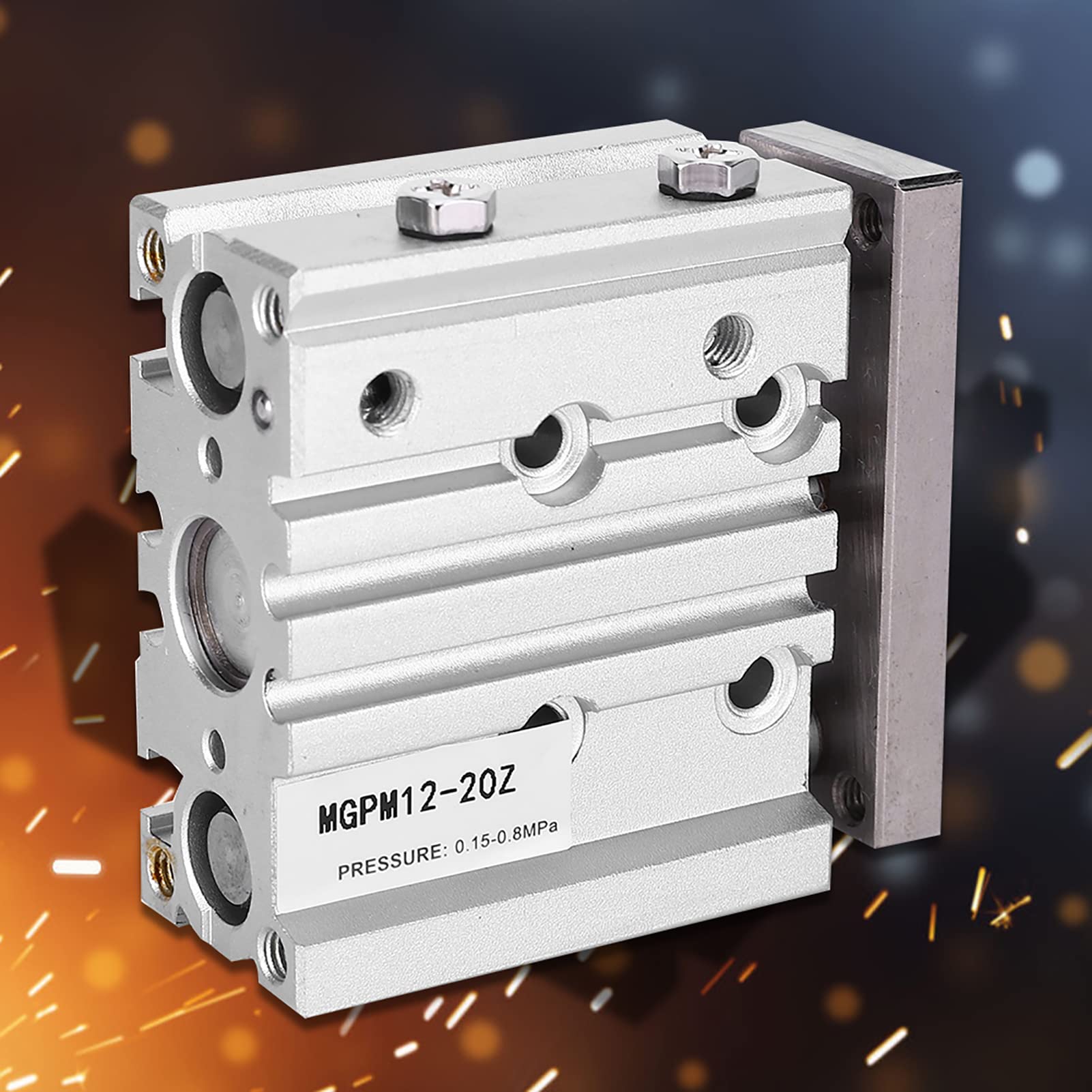 Cilindro Pneumatico A Doppio Effetto Tbest | Alesaggio 12mm, 3 Steli, In Lega Di Alluminio - Foto 3