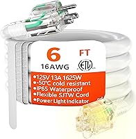 Vista 53 de HUANCHAIN Cable de extensión para exteriores de calibre 14/3 de 25 pies, resistente al agua, con cable eléctrico de 3 clavijas iluminado y flexible