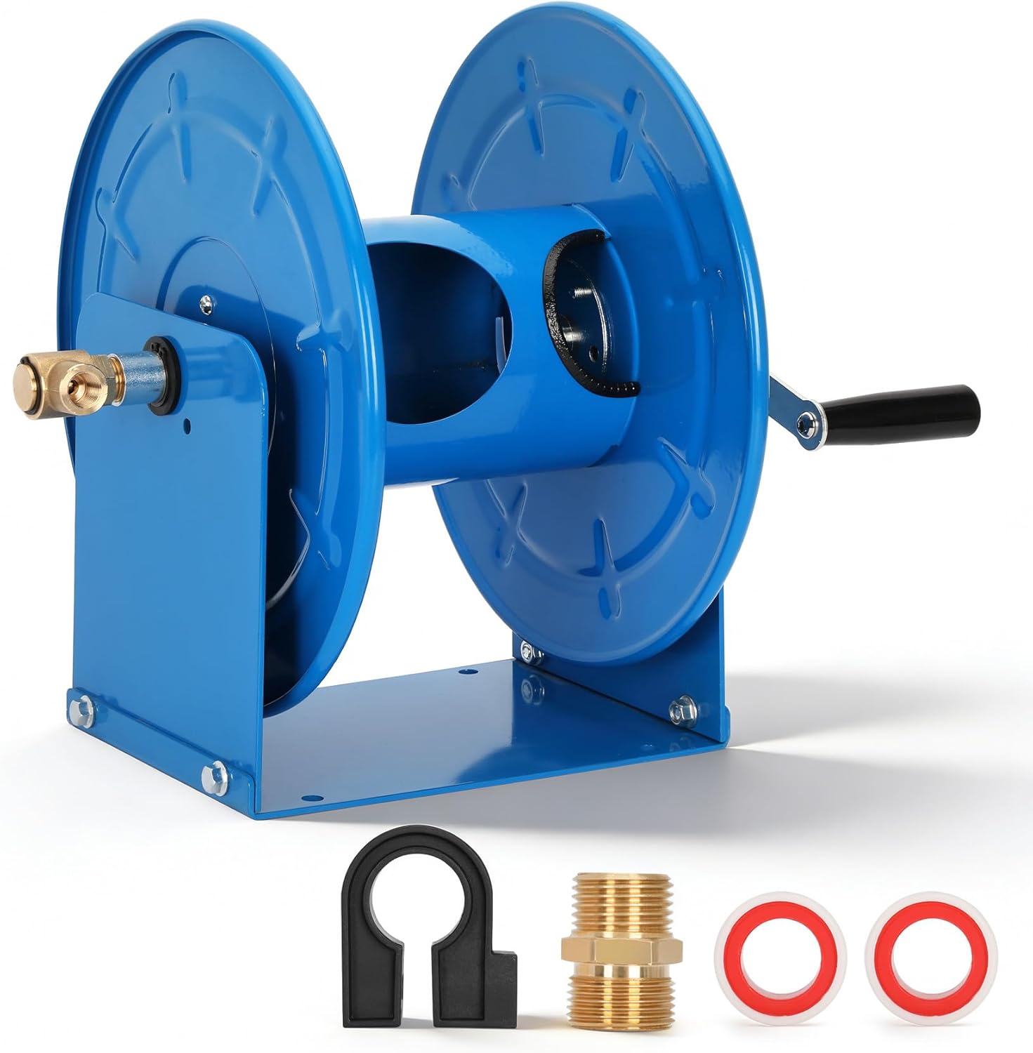 Pressure Washer Hose Reel 100FT x 3/8"/ 200FT x 1/4", 4000 PSI Heavy Duty Manual High Pressure Washing Hose Reel with M22 Fitting and Adjustable Tension Brake, Wall/Floor/Truck Mountable
