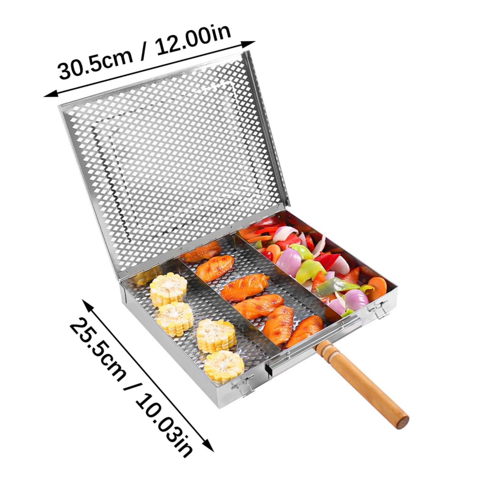 Parrilla rectangular antideslizante, utensilios de barbacoa para pescado, carne, verduras, fácil de limpiar, accesorios de barbacoa, bandeja rectangular para barbacoa