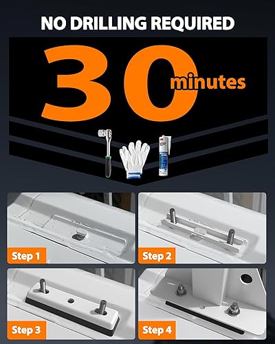 Miniatura 7 de MELIPRON Soporte de escalera de techo para camioneta de carga de acero para RAM ProMaster 2013-2023 Blanco 3 barras