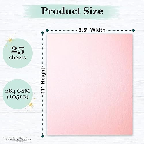 Miniatura 2 de Cardstock Warehouse - Papel de cartulina metálica rosa de cuarzo rosa, 8.5 x 11 pulgadas, 105 libras, cubierta de 10.02 ozm, 25 hojas de Cardstock