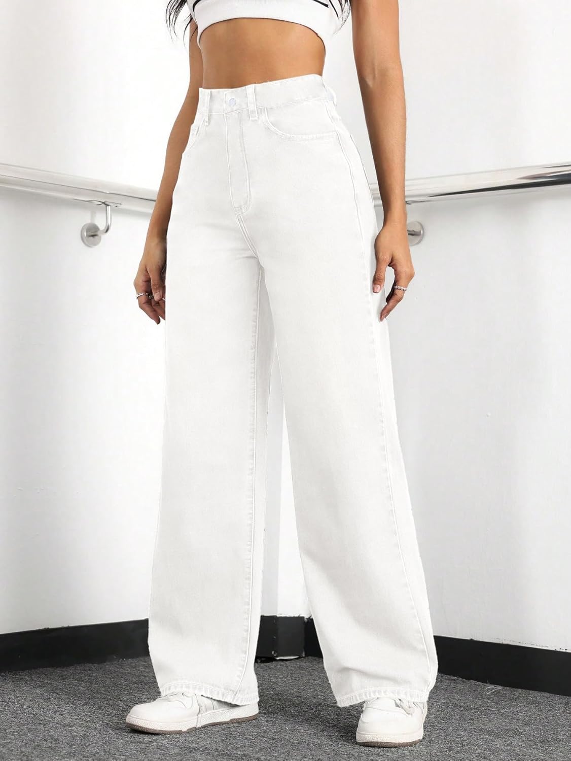 Straight Leg Jeans for Women,High Waisted Wide Leg Loose Stretchy Boyfriend Denim Pants Baggy Jeans for Women - Image 5