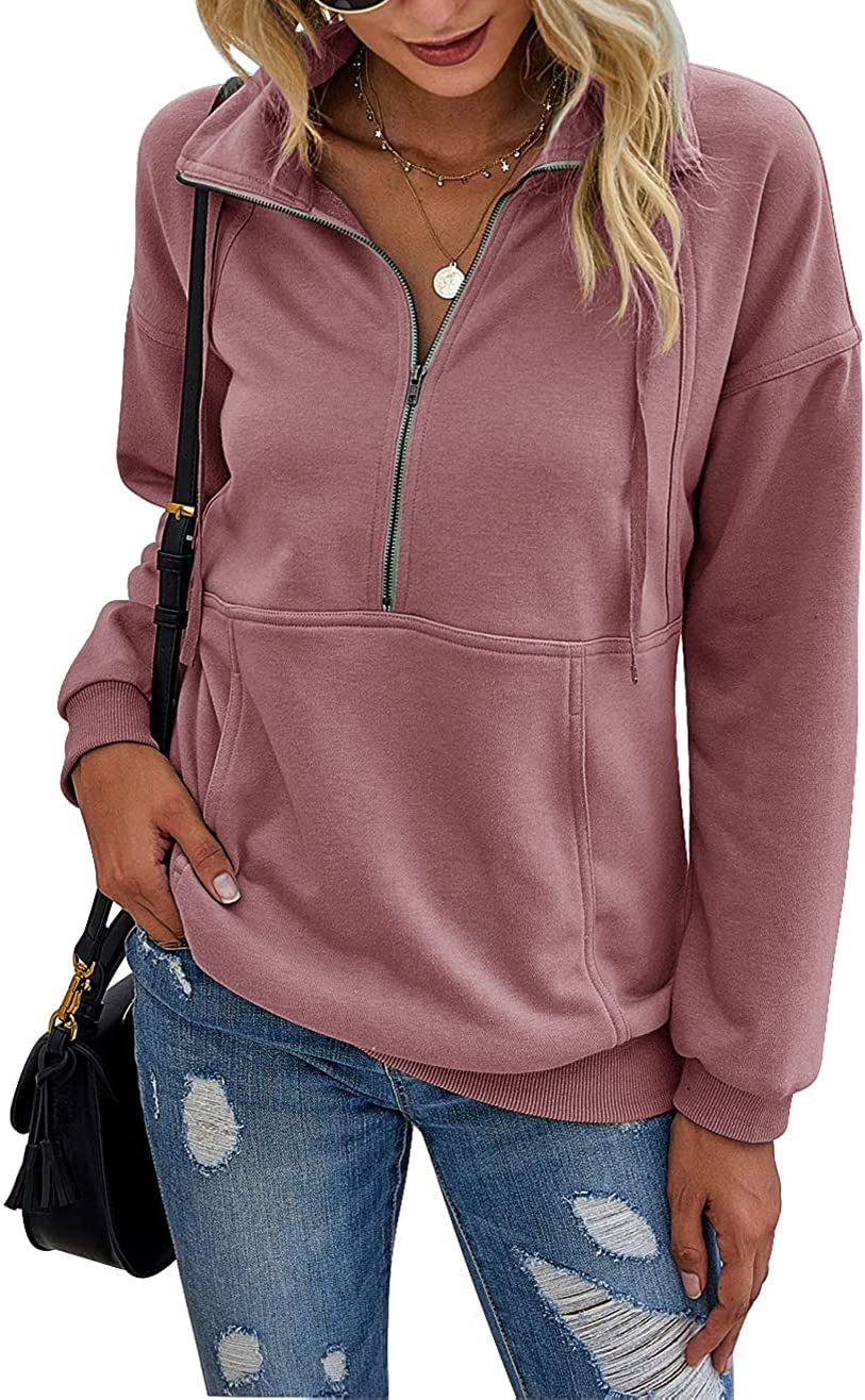 PRETTYGARDEN Women's Casual Long Sleeve Sweatshirt Half Zip Pullover Tops