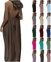 Backless Cami Dresses for Women Cami Lounge Dress Backless Sleeveless House Dress Long Sundress with Back Tie