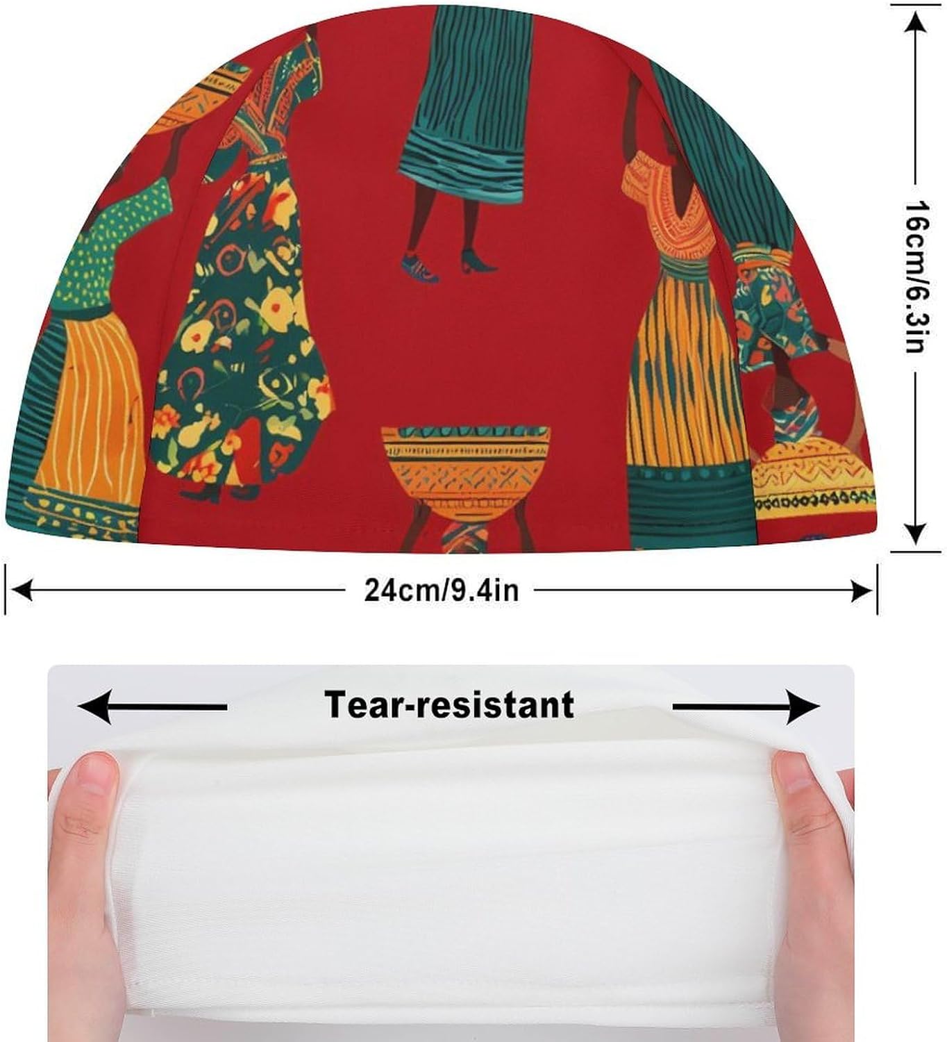 African Tradition Women Dance Womens Swim Cap for Men Adult Swimming Hat Curly Short Medium Long Hair