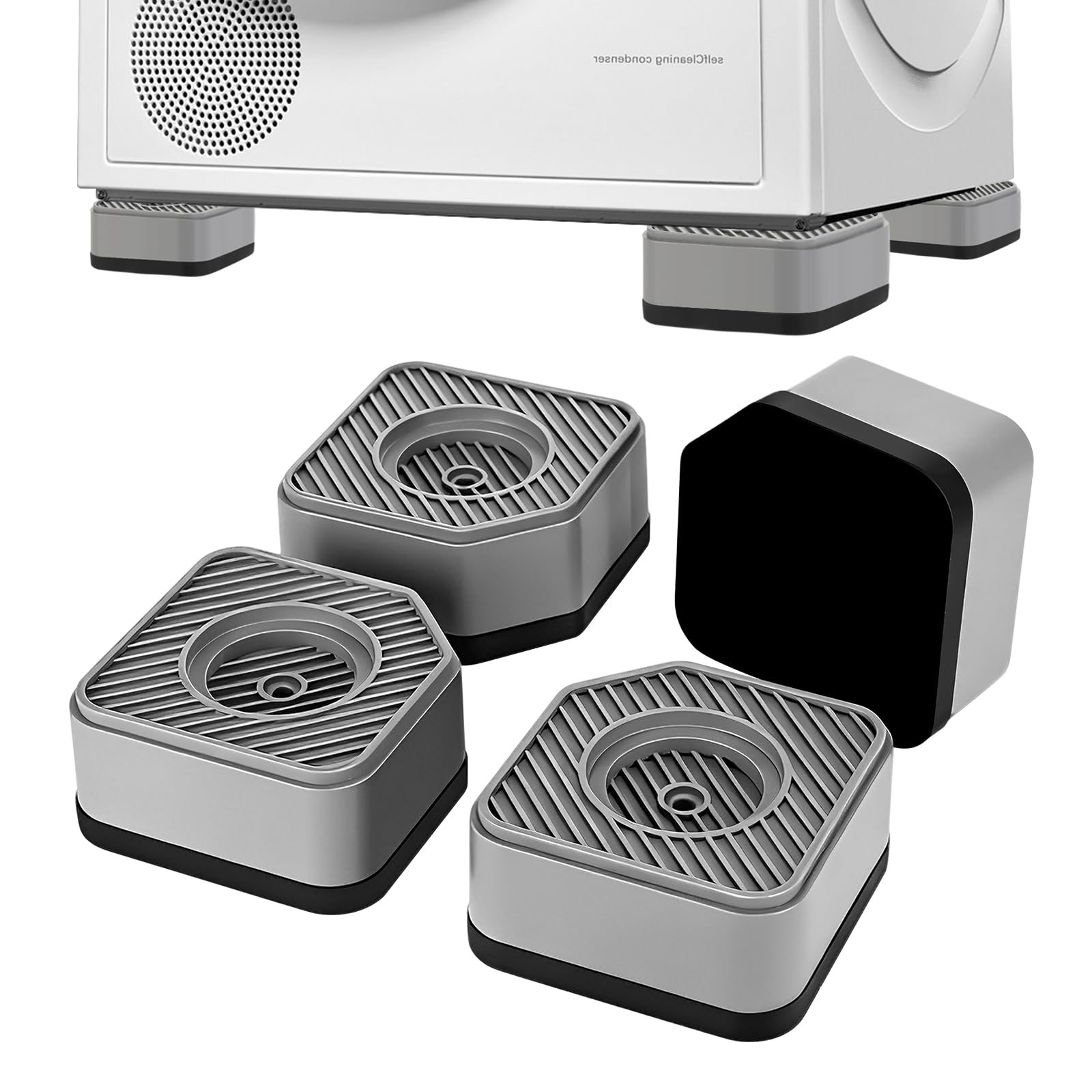 Exsink 4 Piezas Soporte Lavadora,Almohadillas de Goma para Lavadoras,Antivibracion Lavadora,Universal Patas Lavadora Antivibracion,Para Pies De Lavadora para Lavadora,Secadora y Frigorífico Gris