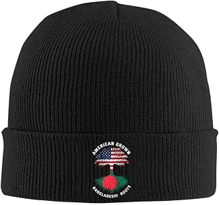 American Grown with Bangladeshi Roots Bangladesh Flag Beanie Knit Hat for Man Women Warm Beanie Hats Lightweight Winter Knitted Caps Soft Acrylic Skull Cap Stocking Cuffed Cap Watch Caps Black