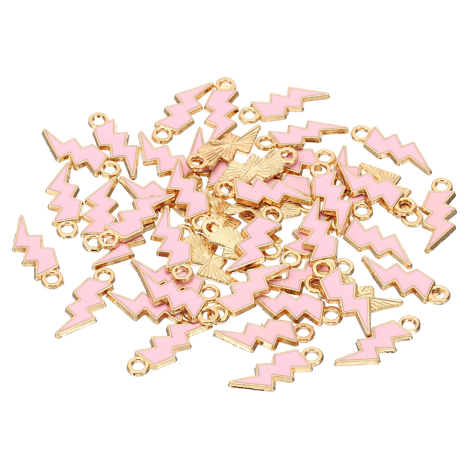 PATIKIL 21x8mm Enamel Charm, 50Pcs Alloy Thunder Charm Pendant for Jewelry Making Necklace Bracelets DIY Accessories, Pink