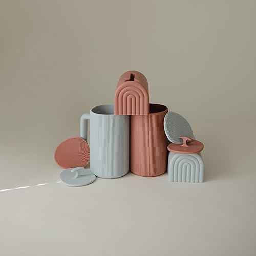 Miniatura 3 de mushie Taza de enjuague de baño para bebés, 100% silicona de grado alimenticio, taza de enjuague para champú y lavado corporal para niños (rosa)