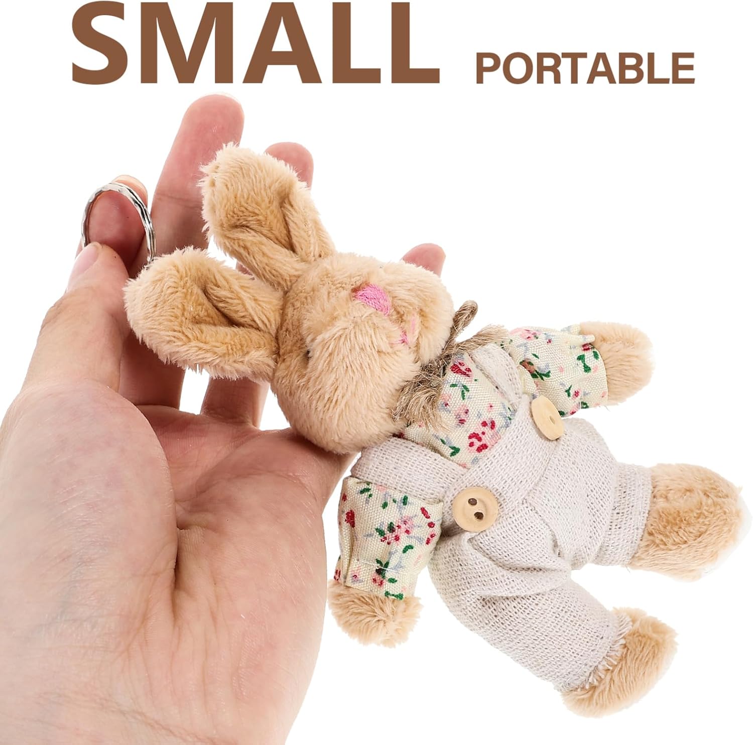 Fashionable Rabbit Keyring Stuffed Animal Keychain Plush Keychain Pendant for Women - Image 2