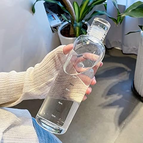 500ml Water Bottle with Reusable Time Tags Plastic Outdoor Sports Drink Bottle (Clear)