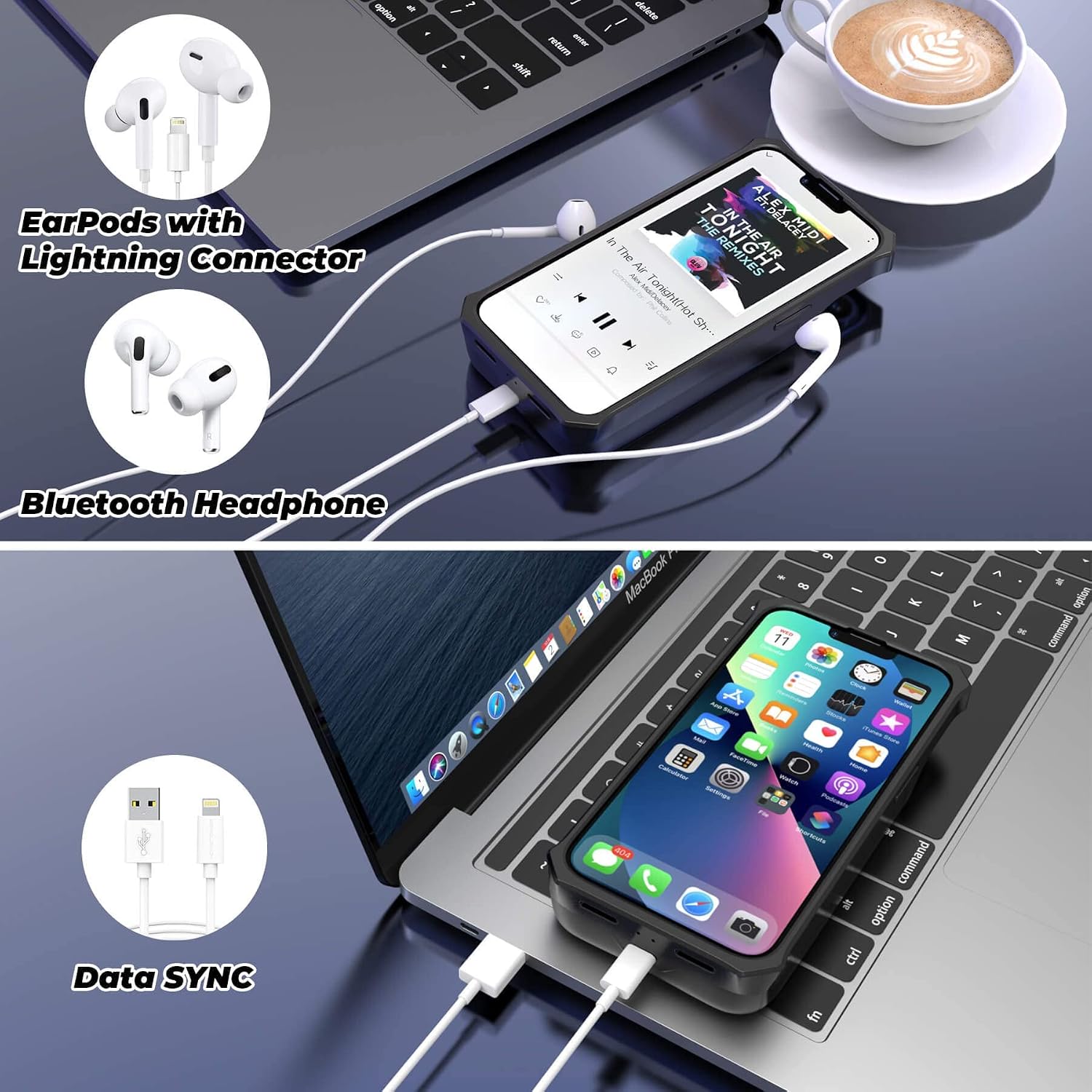 ZEROLEMON iPhone 13 & iPhone 13 Pro Battery Case 8000mAh, Wireless Charging Supported, RuggedJuicer Portable Extended Battery Charger Cover with Soft TPU Case for iPhone 13/13 Pro 2021 - Black