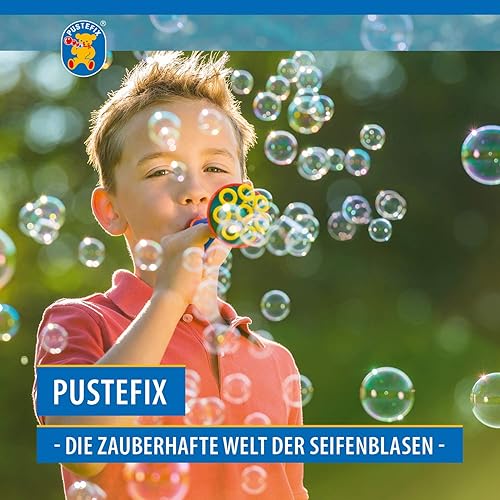 Miniatura 2 de PUSTEFIX Multi Bubble Trumpet Blowing juguete para niños Set incluye soplador de trompeta 845 oz botella de burbujas y bandeja líquida
