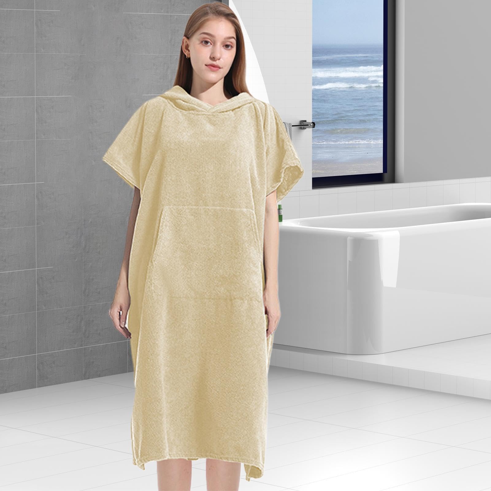 Peignoir à langer | Poncho à capuche en fibre ultra fine à séchage rapide pour homme et femme | Idéal pour la gym, la piscine, les sources chaudes, les voyages en plein air