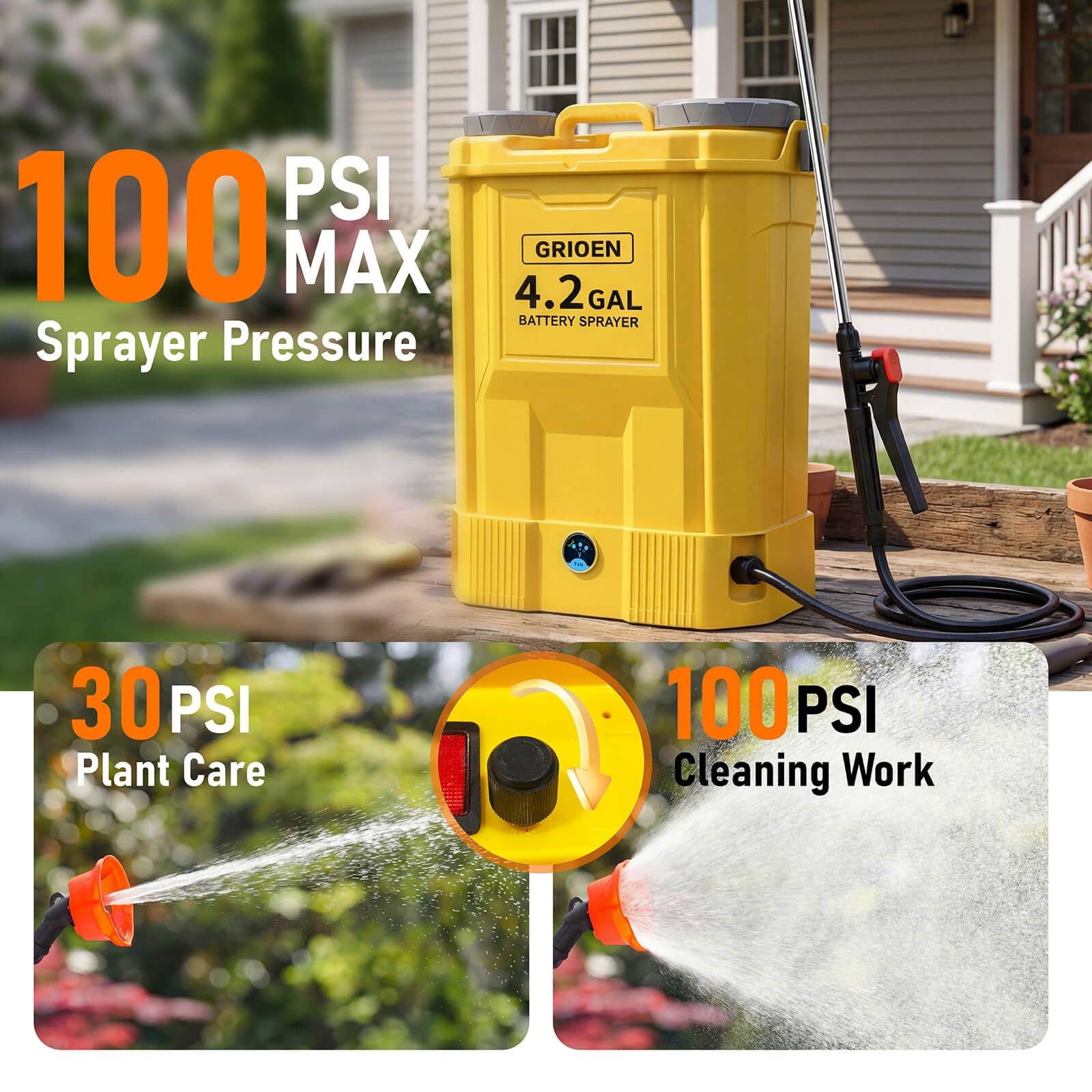 Zasilany bateryjnie opryskiwacz plecakowy kompatybilny z akumulatorem DeWalt 20 V MAX – elektryczny opryskiwacz do chwastów 100 PSI, opryskiwacz ogrodowy (bez baterii) z 5 dyszami do zwalczania