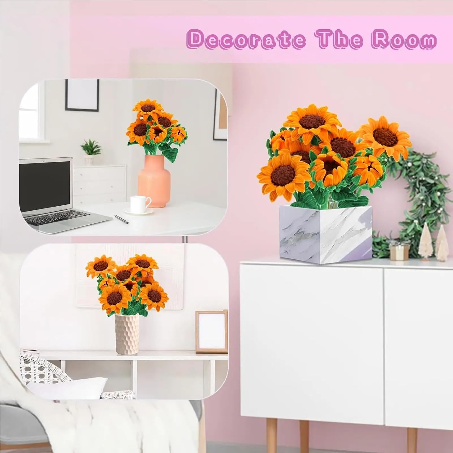 Pipe Cleaners 690Pcs Sunflower Orange Pipe Cleaners Christmas Chenille Stems with Instructions for DIY Art and Craft