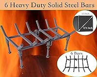 Vista 2 de TAFIEDA Soporte para leña para chimenea. Rejilla de chimenea de acero sólido resistente de 18 pulgadas. Rejilla de chimenea ajustable mejorada de 6