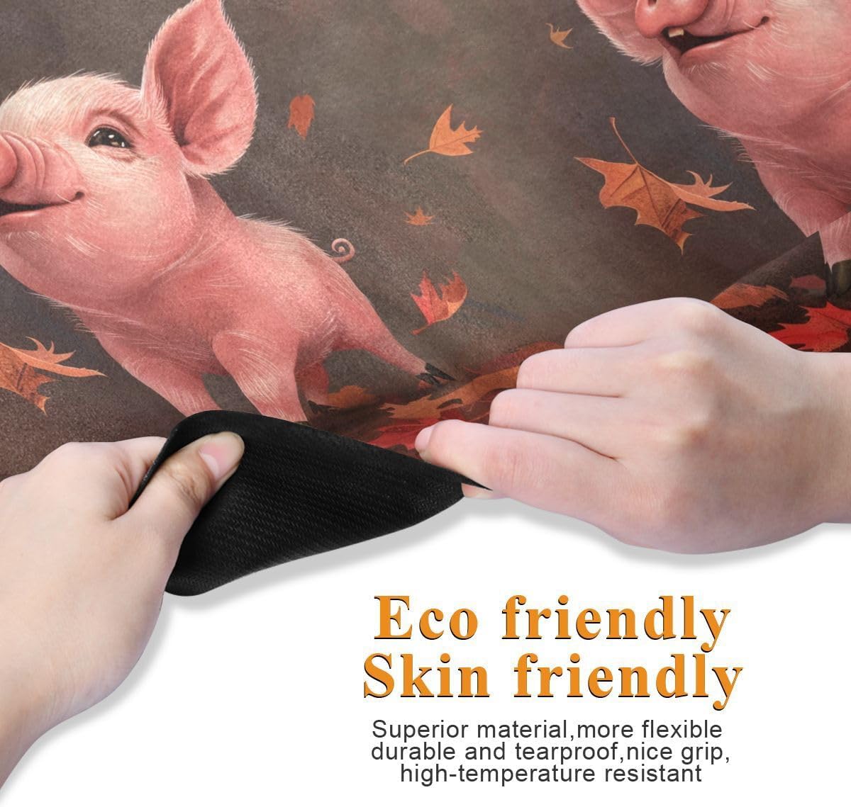 ALAZA Pig Autumn Leave Yoga Mat Non Slip Fitness Exercise Mat, Workout Mat for Yoga, Pilates and Floor Exercises