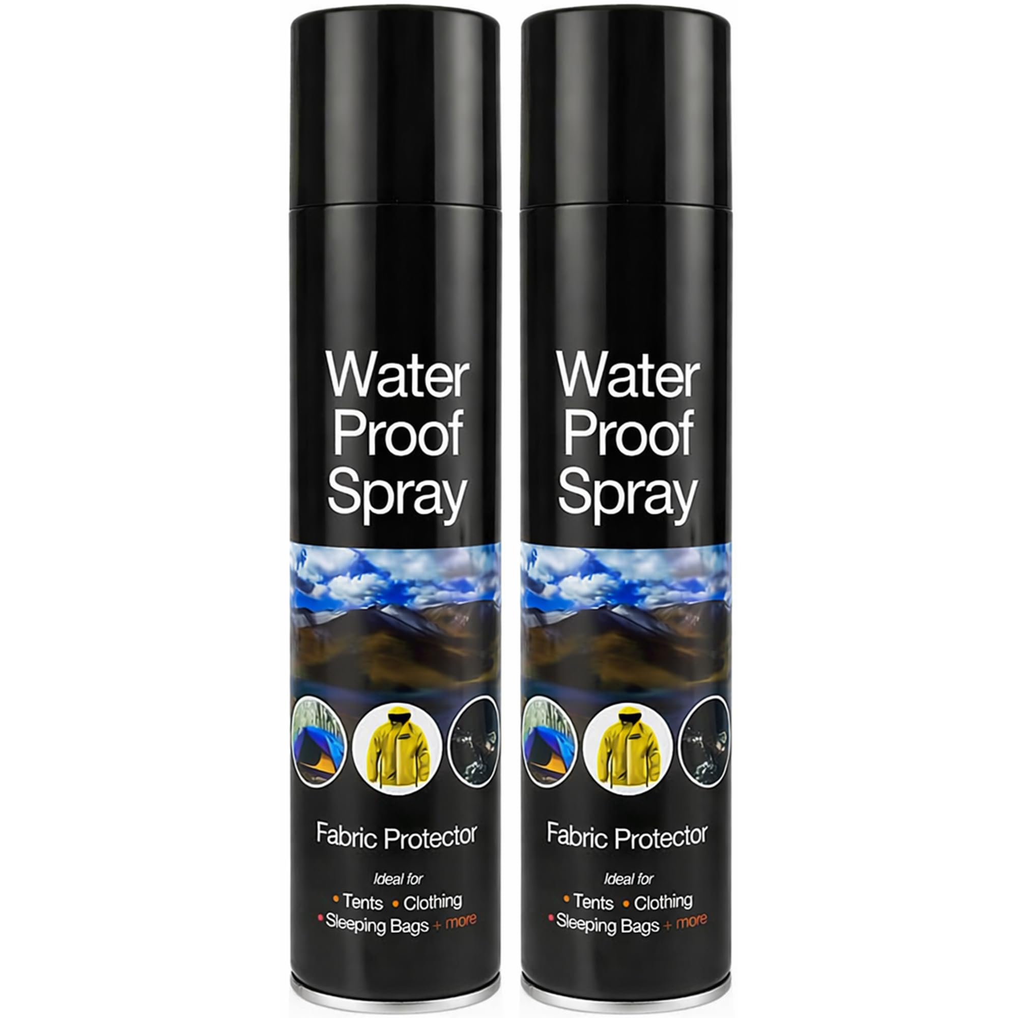 ANGIX 2 x Waterproof Spray Fabric Protector for Tents, Sleeping Bags, Shoes, Boots, Umbrellas & Outing Fishing Camping 300ml Rain & Stain Protection Water Repellent Spray